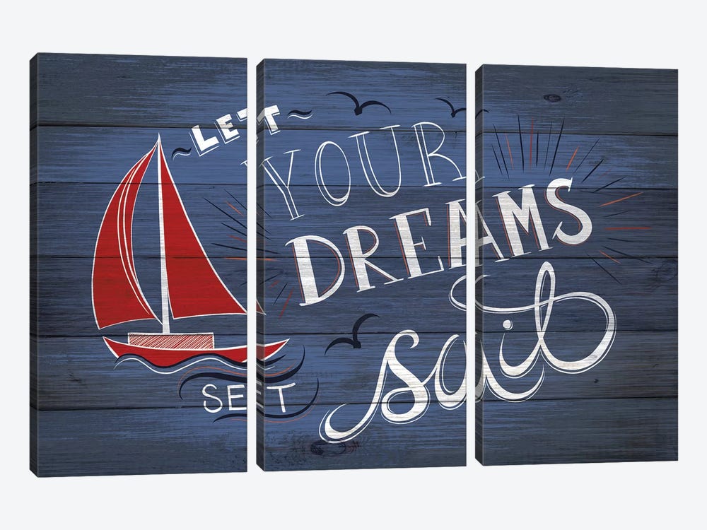 Let Your Dreams Set Sail by 5by5collective 3-piece Canvas Artwork