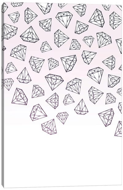 Diamond Shower - Pink Canvas Art Print - Barlena