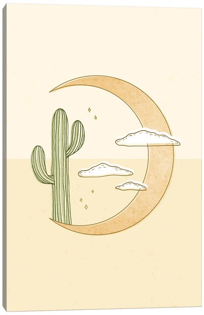 Moon Cactus Canvas Art Print