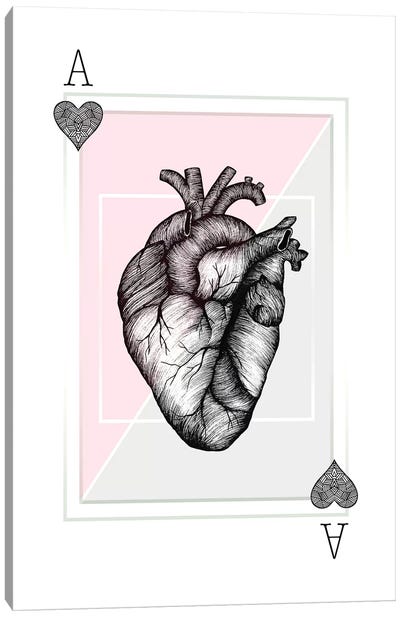 Ace Of Hearts Canvas Art Print - Barlena
