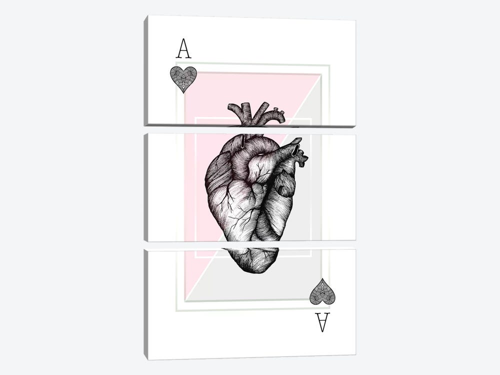 Ace Of Hearts by Barlena 3-piece Canvas Art