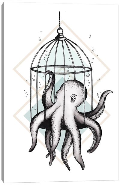 Set Me Free Canvas Art Print - Octopus Art