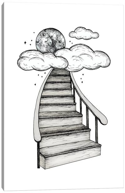 To The Moon And Back Canvas Art Print - Stairs & Staircases