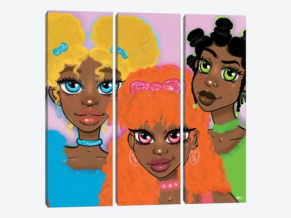 Powerpuff Girls by Bri Pippens 3-piece Canvas Art Print