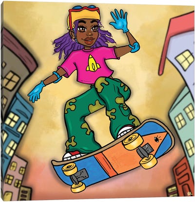 Reggie Rocket Power Canvas Art Print - Skateboarding Art
