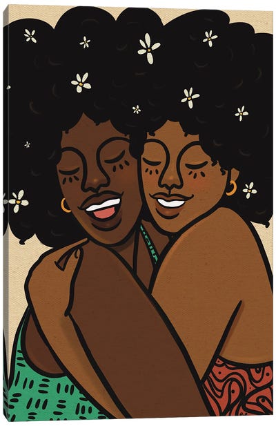 Curl Friends Canvas Art Print - Friendship Art