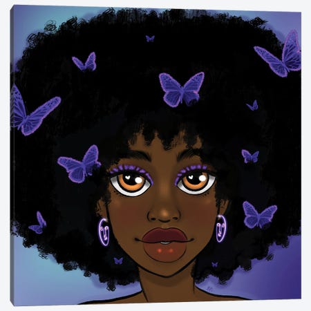 Butterfly Girl Purple Canvas Print #BRP22} by Bri Pippens Canvas Art Print