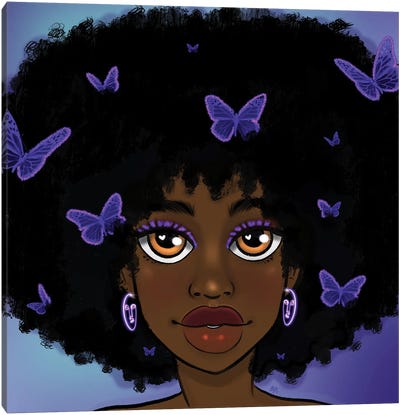 Butterfly Girl Purple Canvas Art Print - Bri Pippens