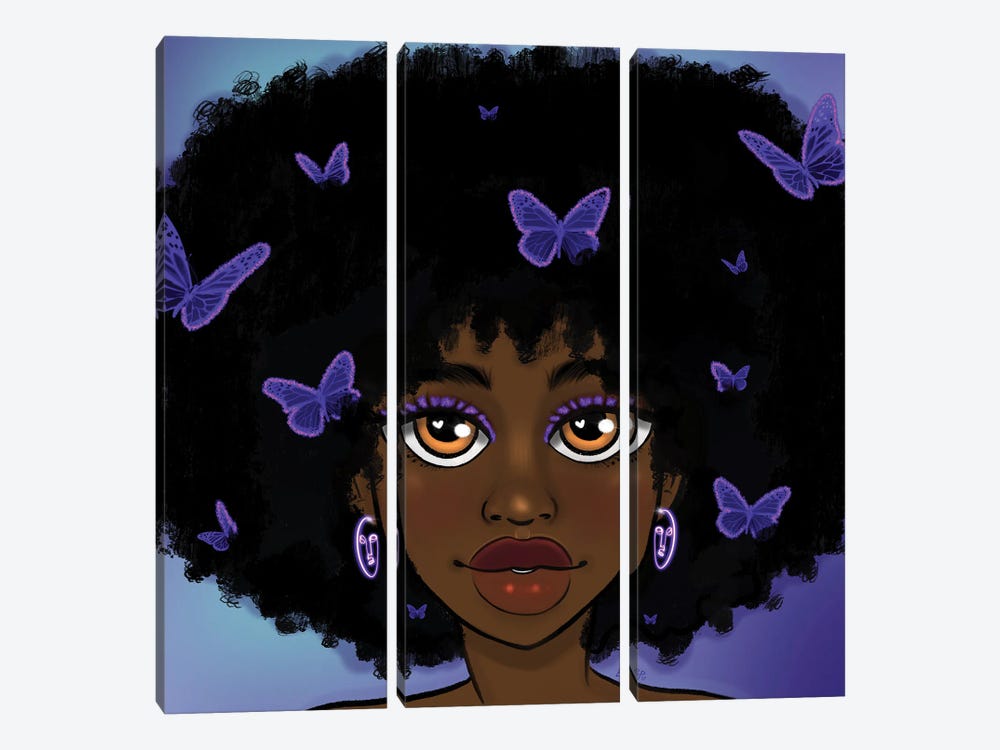 Butterfly Girl Purple by Bri Pippens 3-piece Art Print