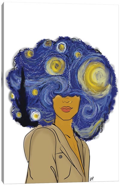 Afro Starry Nights Canvas Art Print - Creativity Art