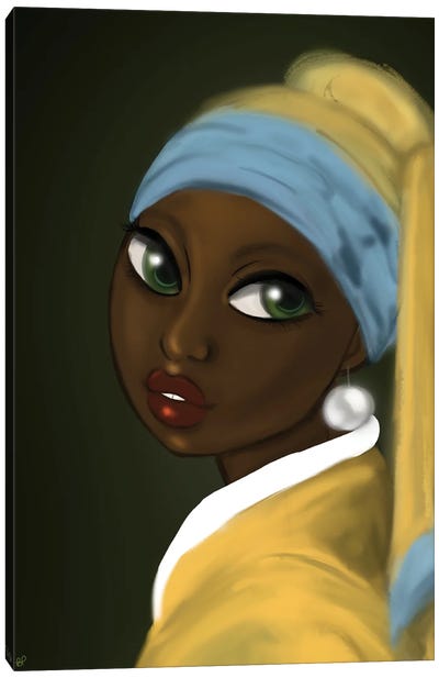 The Pearl Canvas Art Print - Girl with a Pearl Earring Reimagined