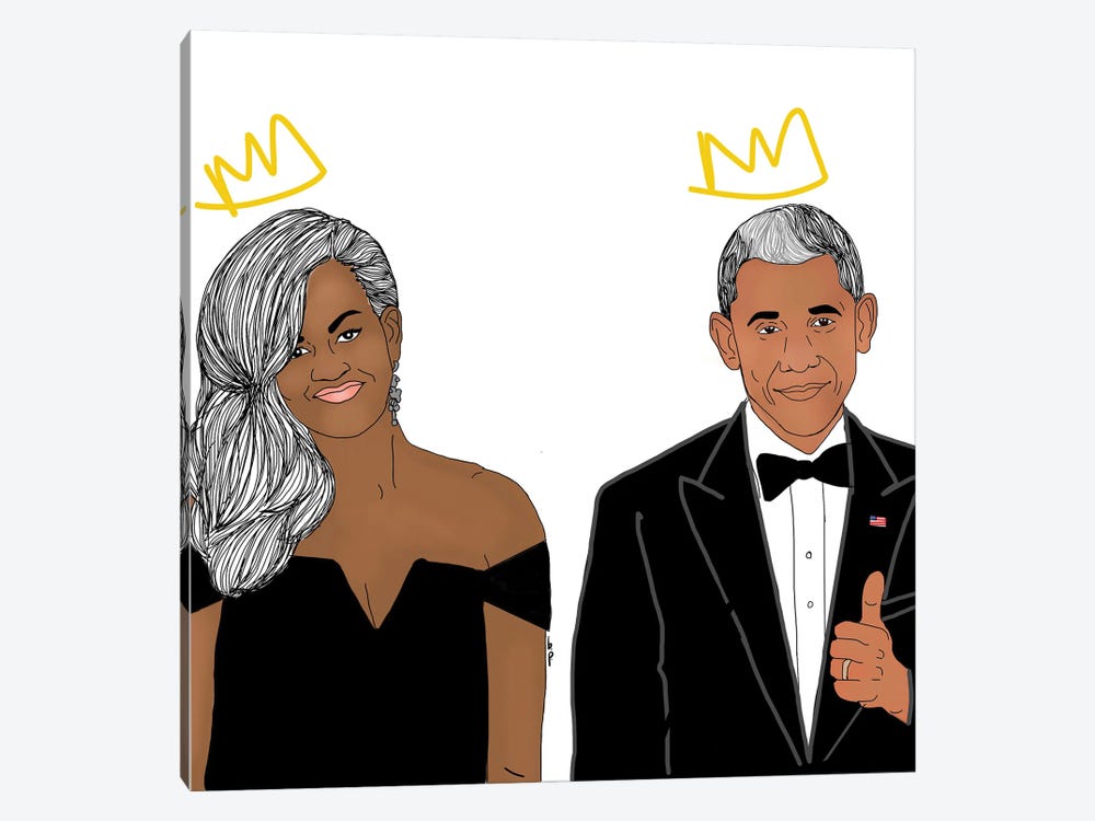 The Obamas by Bri Pippens 1-piece Canvas Art Print