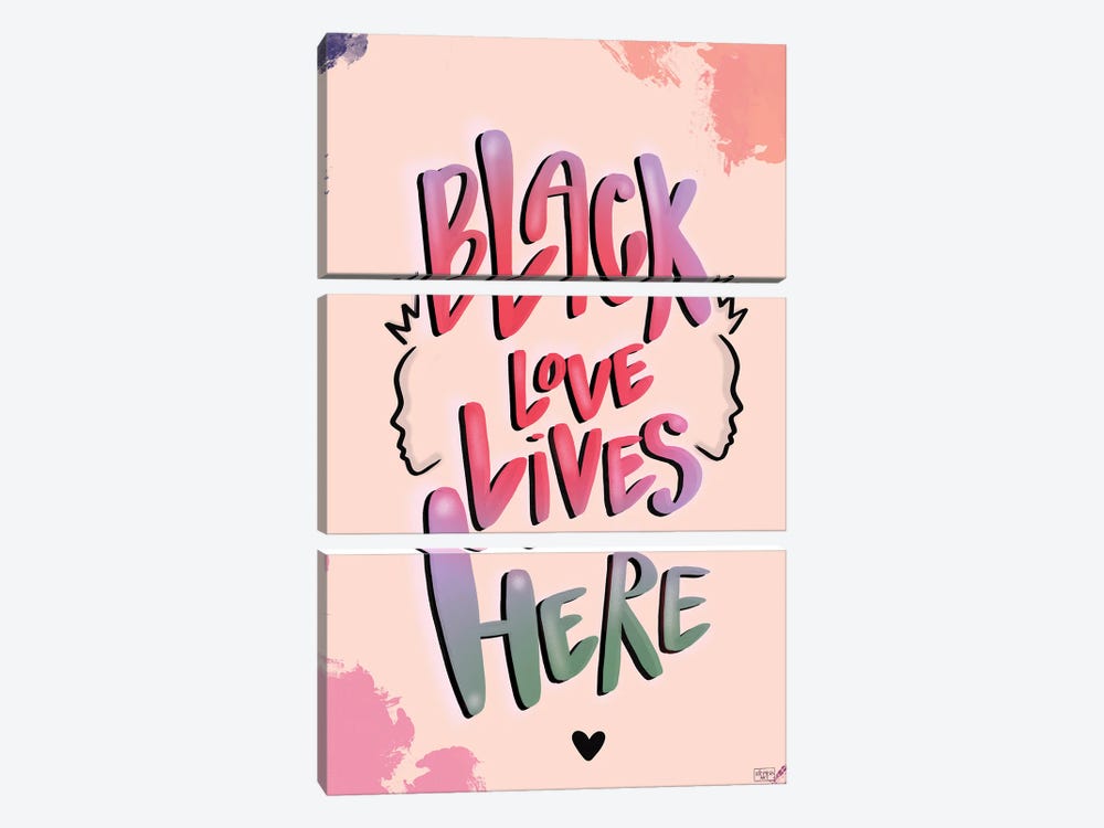 Black Love Lives Here by Bri Pippens 3-piece Canvas Artwork