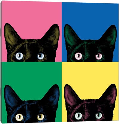 Curiosity Pop Canvas Art Print - Black Cat Art