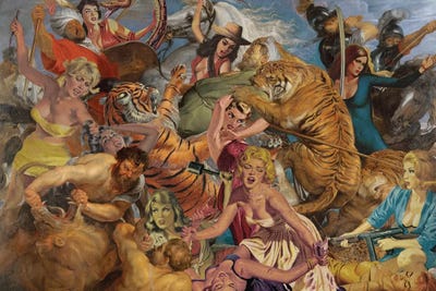 Cat Fight  by Jason Brueck framed wall art