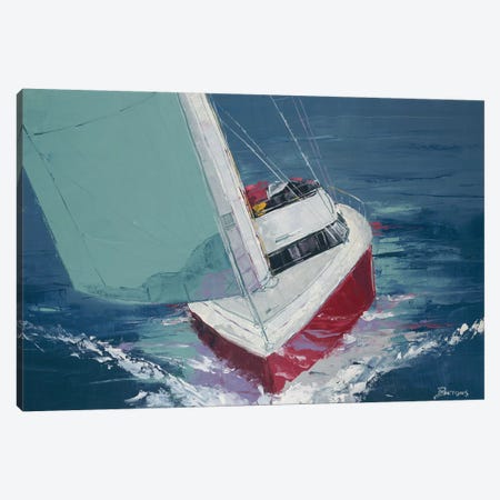 Day Sailing Canvas Print #BRW16} by John Burrows Canvas Wall Art