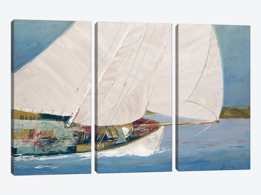 Lake Sailing by John Burrows 3-piece Canvas Print