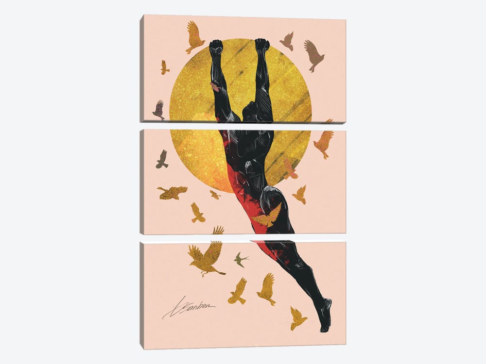 Birds Around The Sun-Pink by Brenden Sanborn 3-piece Art Print