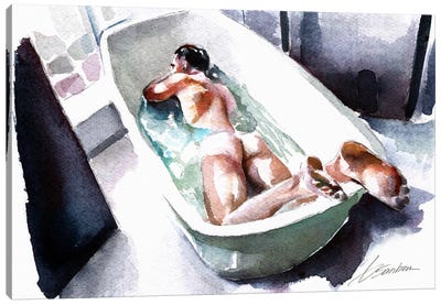 Bathing Canvas Art Print - Male Nude Art