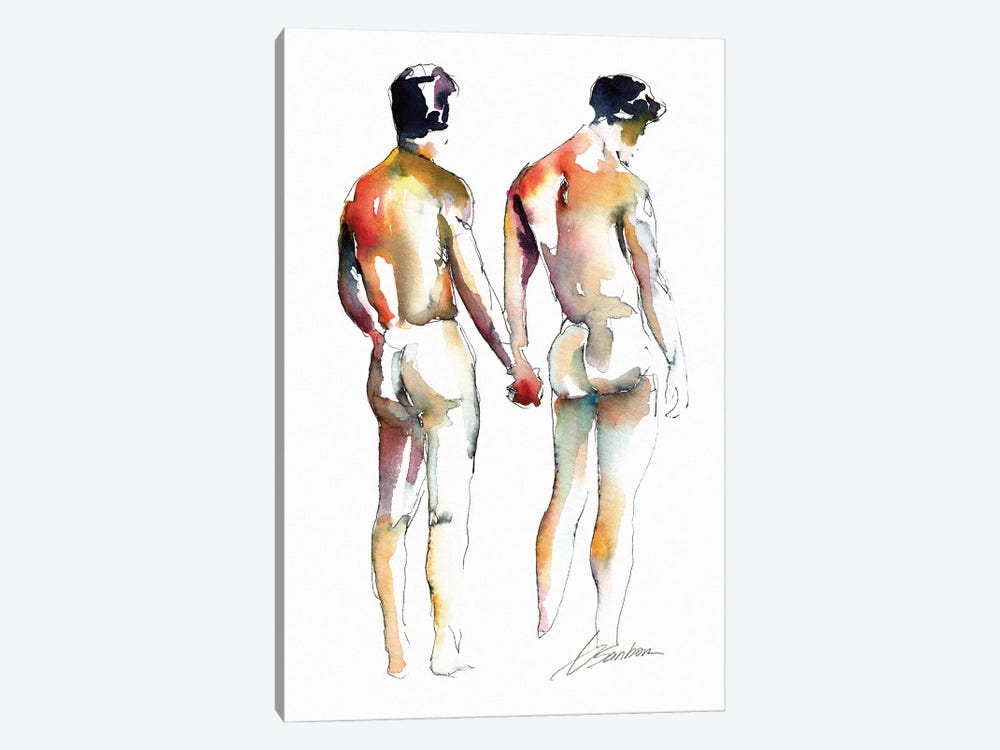 Nude Walkers In Love by Brenden Sanborn 1-piece Canvas Art