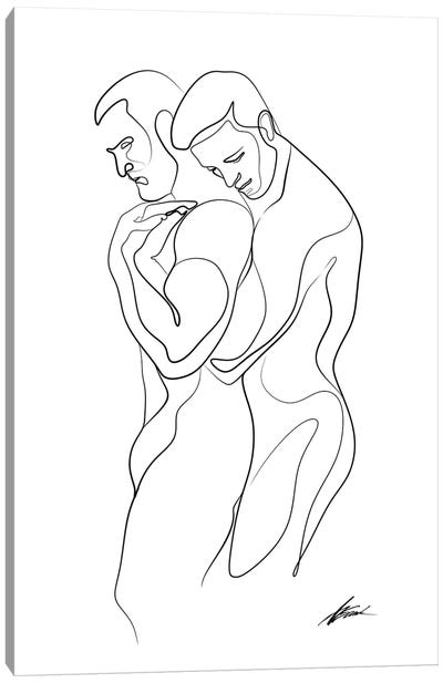 One Line - Embrace From Behind Canvas Art Print - Brenden Sanborn
