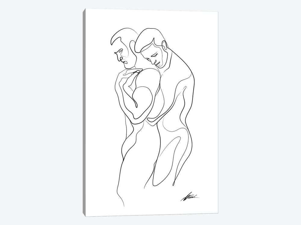 One Line - Embrace From Behind by Brenden Sanborn 1-piece Canvas Print