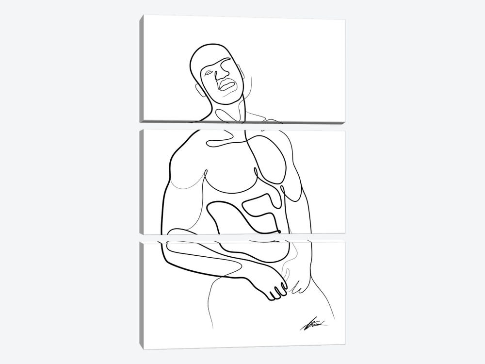 One Line - Sexy Leaning by Brenden Sanborn 3-piece Canvas Print