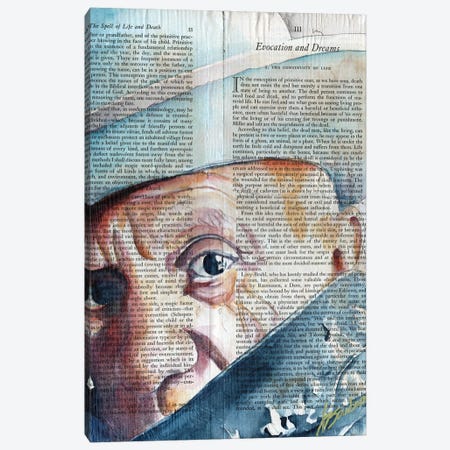 Pablo Picasso In Blue Hat On Book Paper Canvas Print #BSB157} by Brenden Sanborn Canvas Art