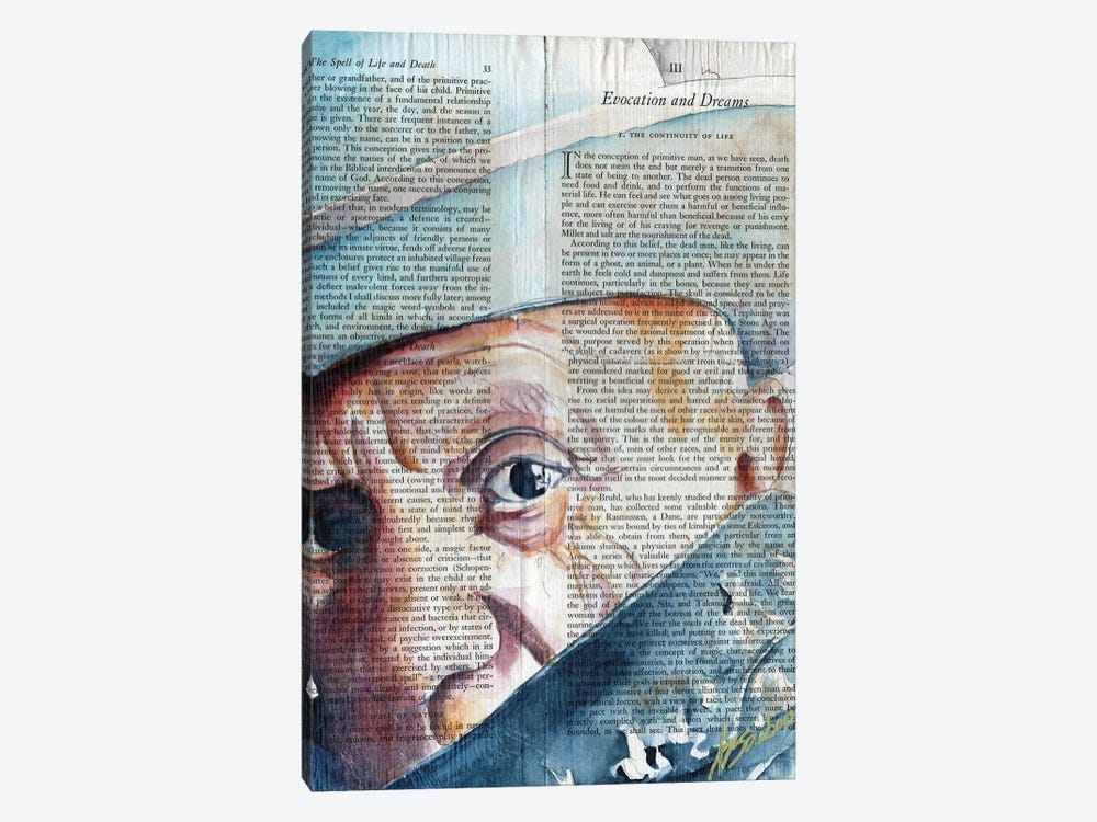 Pablo Picasso In Blue Hat On Book Paper by Brenden Sanborn 1-piece Canvas Artwork