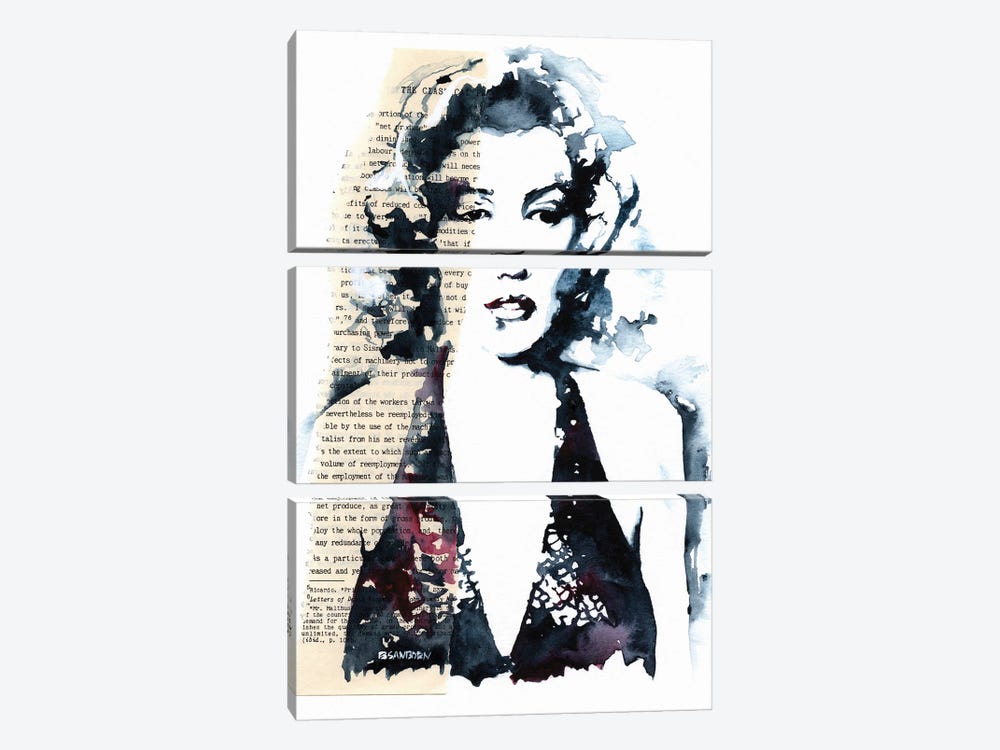Marylin Monroe And The Dim Behind The Glitter by Brenden Sanborn 3-piece Canvas Wall Art