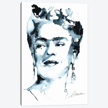 Frida Kahlo In Indigo Blue Canvas Print #BSB161} by Brenden Sanborn Canvas Wall Art