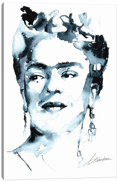 Frida Kahlo In Indigo Blue Canvas Art Print - Brenden Sanborn
