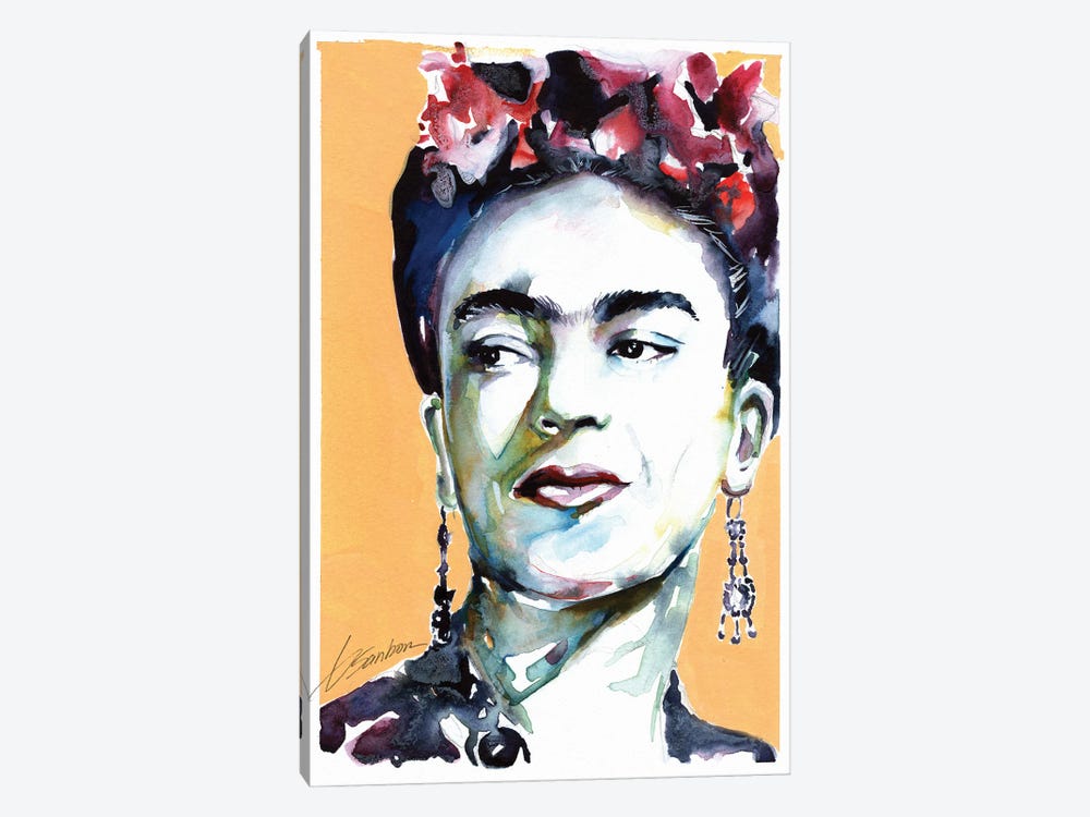Frida Kahlo With Yellow Background by Brenden Sanborn 1-piece Canvas Wall Art