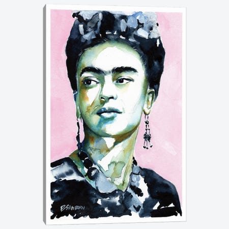 Frida Kahlo In Blue And Green Canvas Print #BSB164} by Brenden Sanborn Canvas Art Print