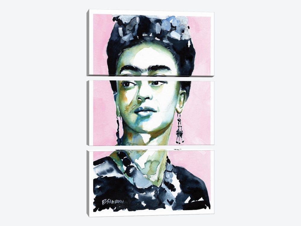 Frida Kahlo In Blue And Green by Brenden Sanborn 3-piece Canvas Wall Art