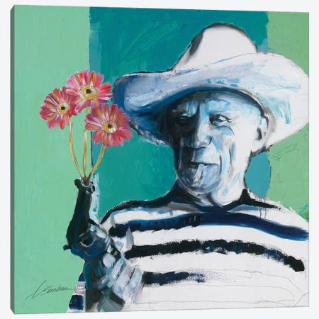 Picasso A Gun Shooting Flowers Canvas Print #BSB165} by Brenden Sanborn Art Print