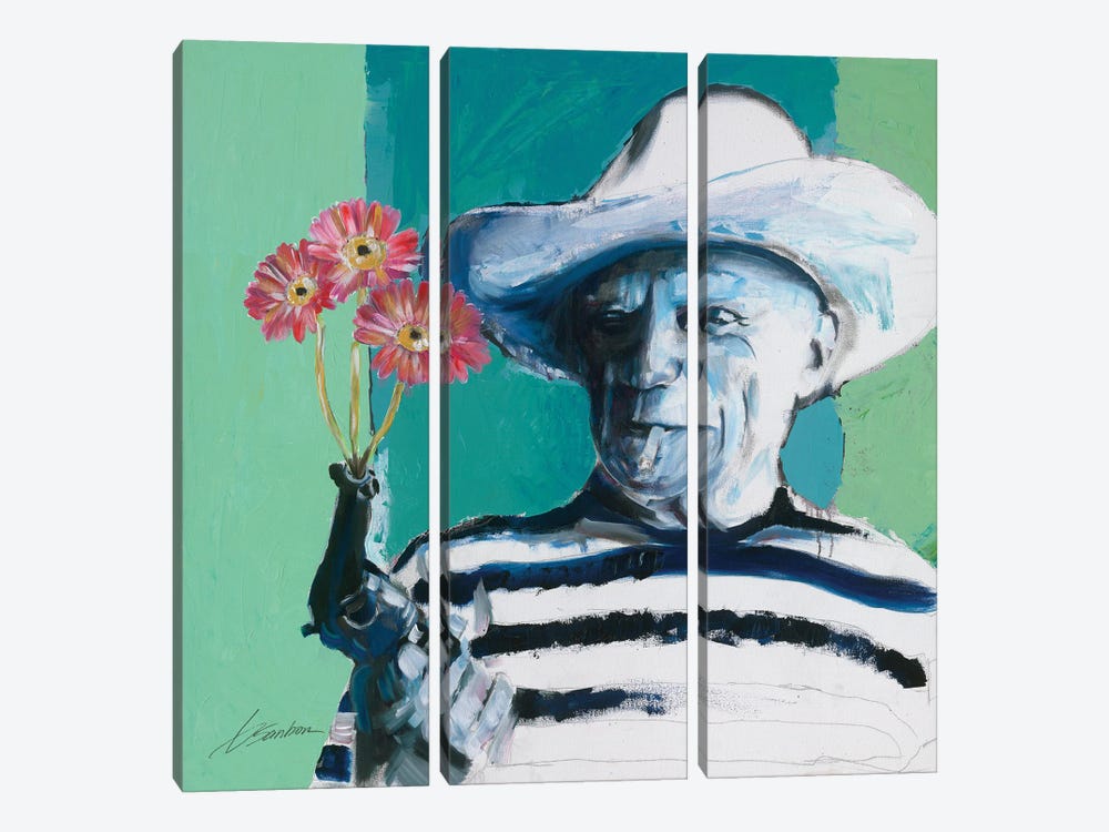 Picasso A Gun Shooting Flowers by Brenden Sanborn 3-piece Canvas Art Print