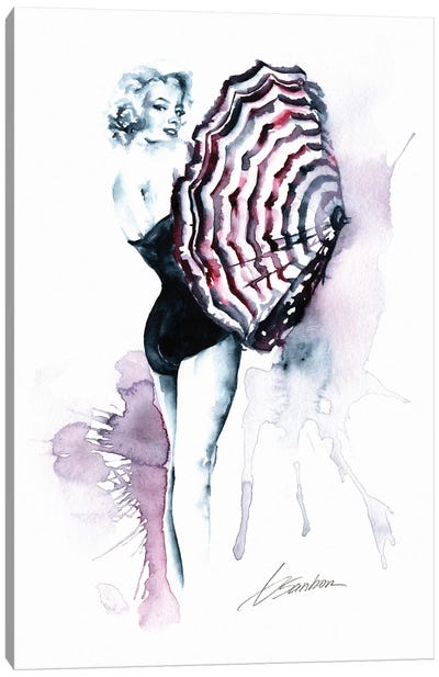 Marilyn Monroe With Umbrella Canvas Art Print - Brenden Sanborn