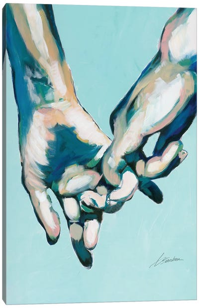 Simple Gesture Of Love Canvas Art Print - Turquoise Art