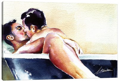 Bath Time II Canvas Art Print - Art by LGBTQ+ Artists