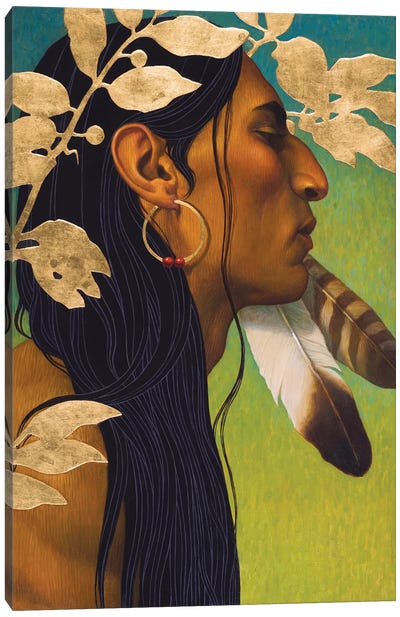 Golden Leaves Canvas Art Print - Native American Décor