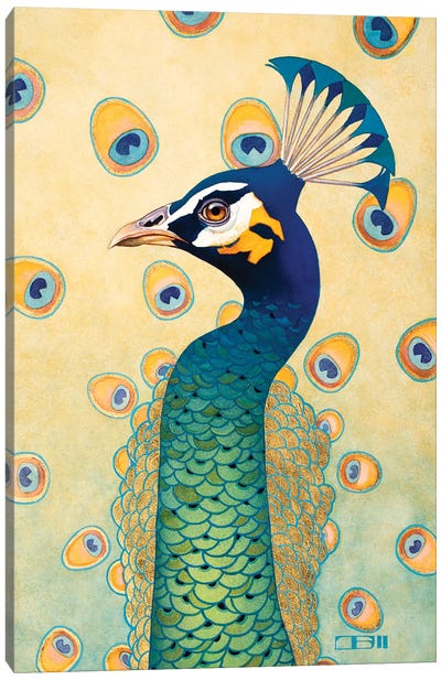 Green Peacock Canvas Art Print