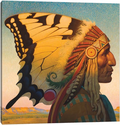 Native American Nouveau Canvas Art Print - Thomas Blackshear II