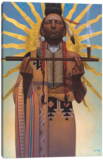 Peace Pipe Canvas Art Print - Native American Décor