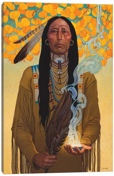 Sacred Smoke Canvas Art Print - Native American Décor