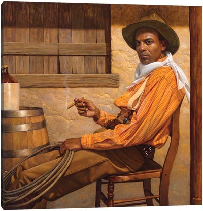 Texas Chillin Canvas Art Print - Cowboy & Cowgirl Art
