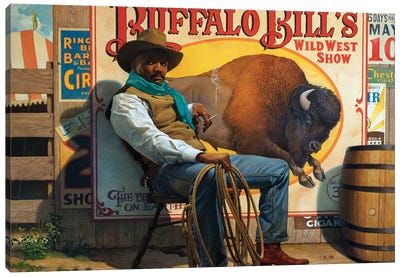 Wild West Show Canvas Art Print - Bison & Buffalo Art
