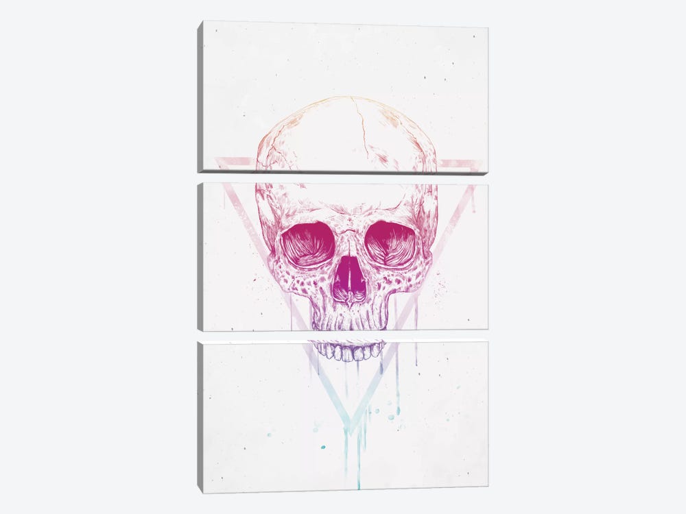 Skull In Triangle by Balazs Solti 3-piece Canvas Wall Art