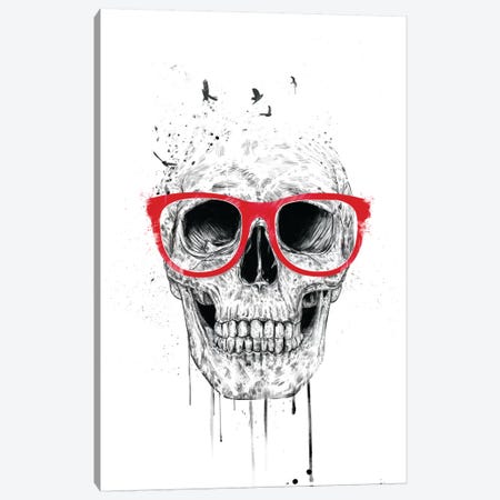 Skull With Red Glasses Canvas Print #BSI102} by Balazs Solti Canvas Print