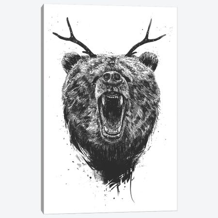 Angry Bear With Antlers Canvas Print #BSI112} by Balazs Solti Canvas Art